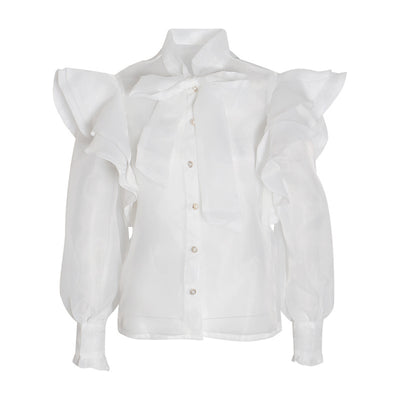 Blusa Manga Larga con Moño y Volantes para Mujer - Image 12