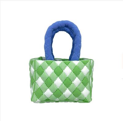 Bolsa Cuadrada Pequeña de Algodón Tejido con Bloques de Color - Image 6