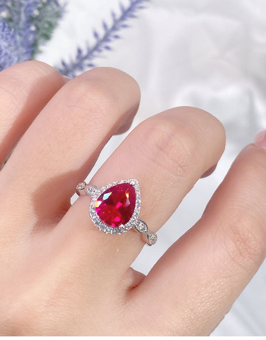 Anillo Vintage Rubí Rojo Sangre de Paloma con Diamante T Square en Plata 925 - Image 12