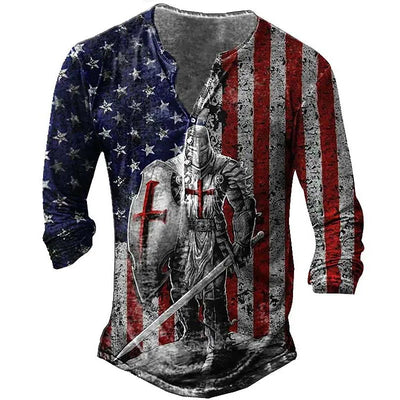 Camiseta Manga Larga para Hombre con Botones de Solapa Abierta e Impresión Digital - Image 23