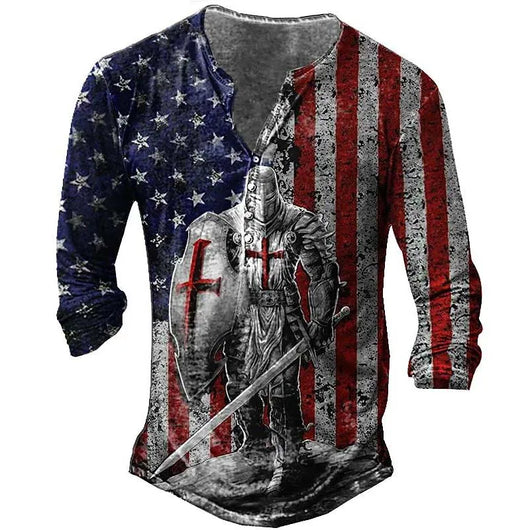 Camiseta Manga Larga para Hombre con Botones de Solapa Abierta e Impresión Digital - Image 23
