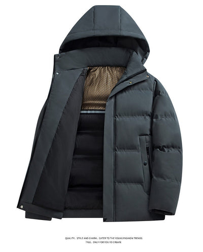 Abrigo Acolchado de Algodón para Hombre con Capucha Desmontable Forrada en Polar - Image 16