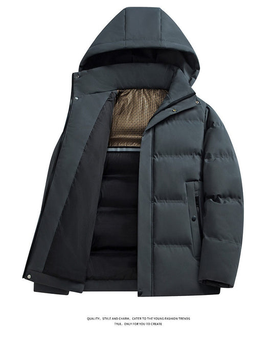 Abrigo Acolchado de Algodón para Hombre con Capucha Desmontable Forrada en Polar - Image 16
