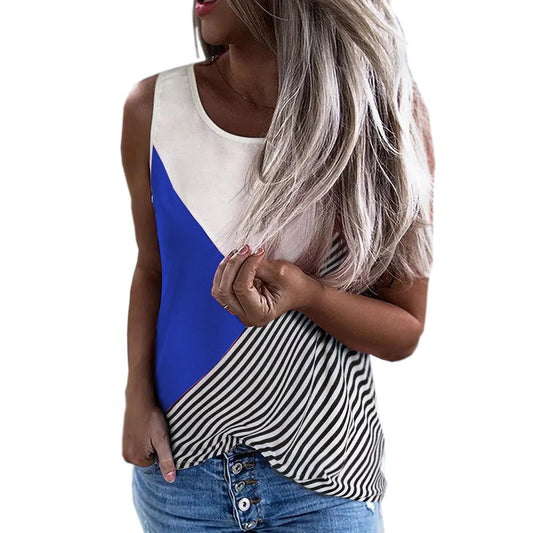 Musculosa Suelta con Cuello Redondo y Rayas Estampadas - Image 2