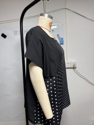 Blusa Estampada de Lunares para Mujer - Cuello Redondo y Manga Corta - Image 24