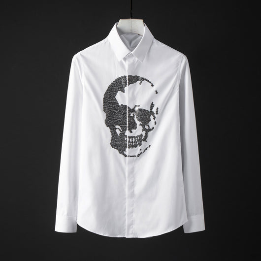 Camisa Manga Larga Calavera Diamante para Hombre - Image 6
