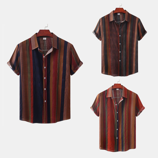 Camisa Casual Retro con Estampado para Hombre - Colección Verano