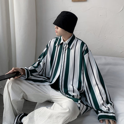 Camisa Retro a Rayas Estilo Hong Kong para Hombre con Diseño Exclusivo - Image 10