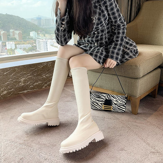 Botas Altas Estilo Coreano de Terciopelo con Plataforma Elevada - Image 6