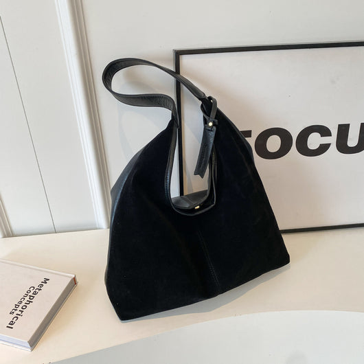 Bolso de Hombro de Ante Vintage con Costuras para Mujer - Image 9