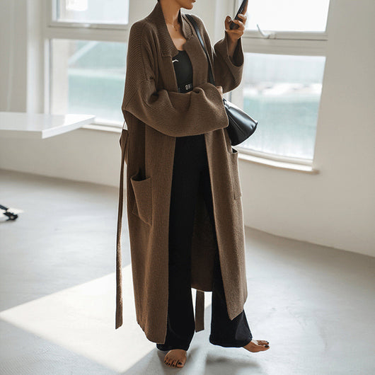 Cardigan Largo de Temperamento para Mujer - Suéter Oversized Elegante