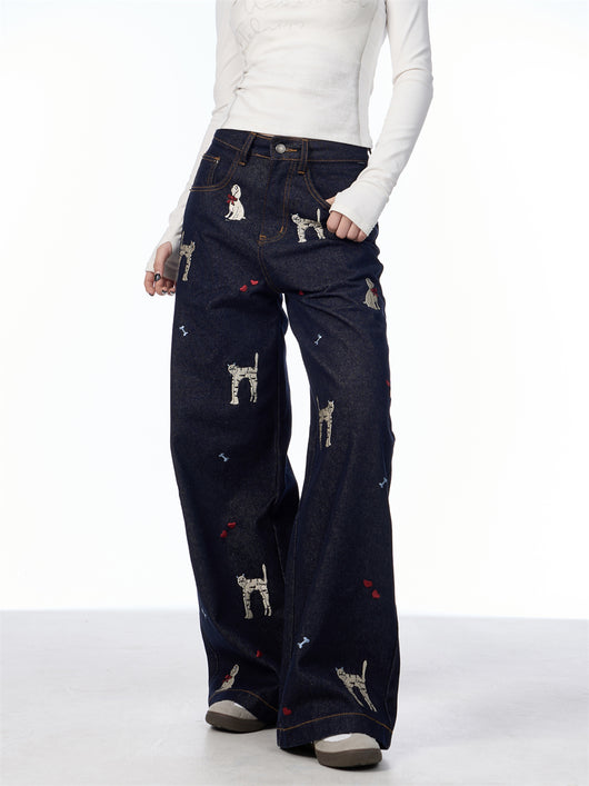 Pantalones Jeans Anchos con Estampado Animal Print - Loose Fit Casual para Mujer - Image 20