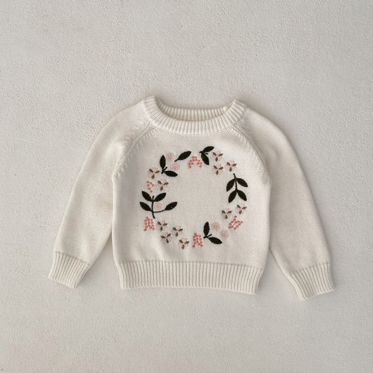 Suéter Tejido para Niña con Bordado Floral - Image 6