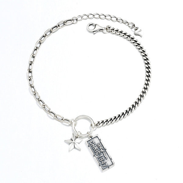 Pulsera de Plata Esterlina con Etiqueta Estrella de Cinco Puntas 1947