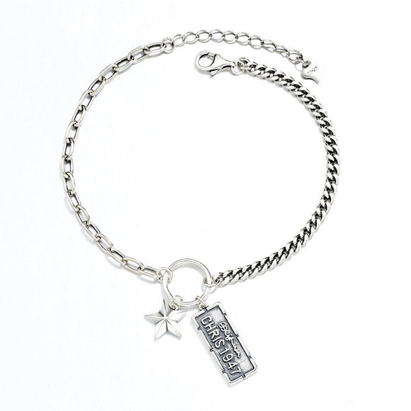 Pulsera de Plata Esterlina con Etiqueta Estrella de Cinco Puntas 1947