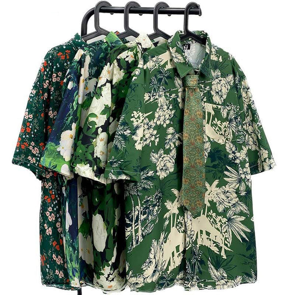 Camisa Floral Vintage con Estampado Óleo para Hombre