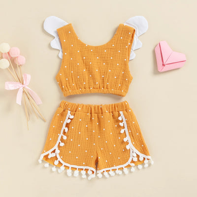 Conjunto de Shorts y Chaleco de Algodón Lino con Lunares para Niñas - Estilo Europeo - Image 6
