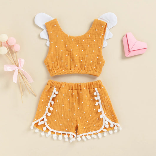 Conjunto de Shorts y Chaleco de Algodón Lino con Lunares para Niñas - Estilo Europeo - Image 6