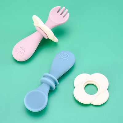 Cubiertos Infantiles de Silicona con Mango Corto - Juego de Cuchara y Tenedor Seguro - Image 9