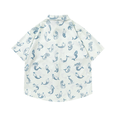 Camisa Estampado Sirena Manga Corta Suelta para Hombre - Image 2