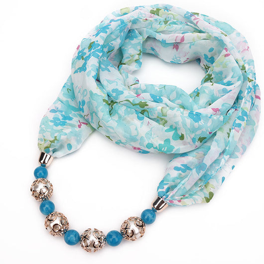 Collar Pañuelo de Chifón con Dije de Aleación Estampado - Image 11