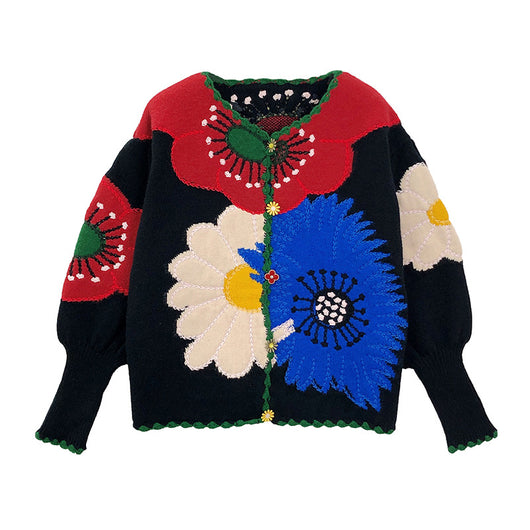 Blusa Tejida Étnica con Contraste de Colores y Flores - Image 4