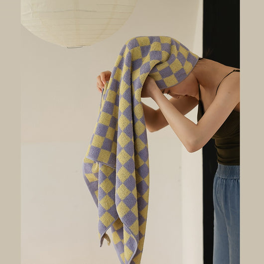 Toalla de Baño Jacquard Damero Absorbente Doble Hilo Baja Pelusa - Image 2