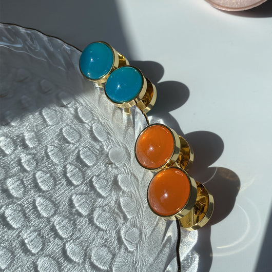 Aretes Vintage Asimétricos Azul Naranja con Diseño Contrastante - Image 11