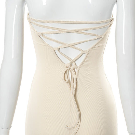 Jumpsuit Casual Elegante sin Mangas con Espalda Descubierta y Cordones - Image 10