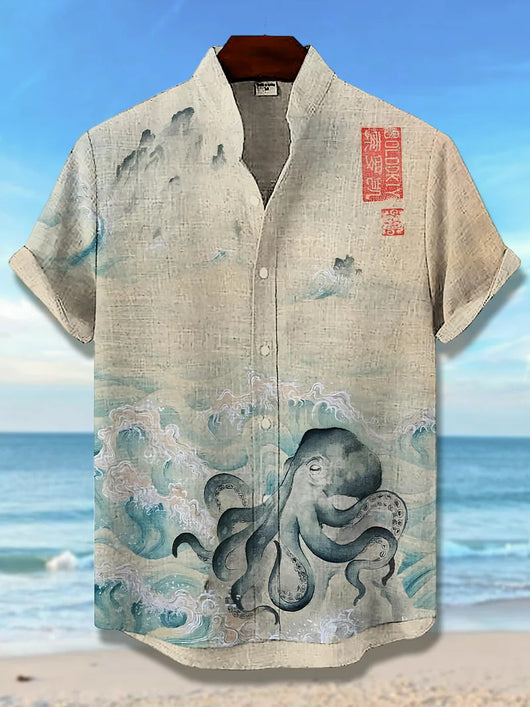 Polo Estampado Manga Corta con Cuello Alzado para Hombre - Image 24