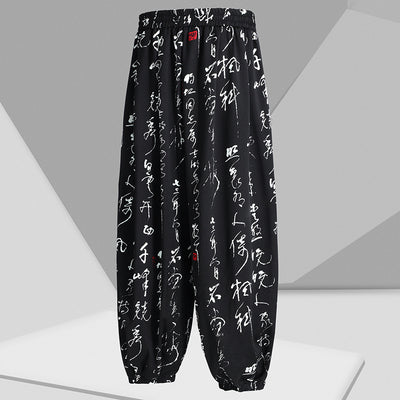 Pantalones Slim Fit de Seda Helada Estilo Chino con Estampado de Letras Nacionales - Image 9