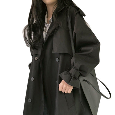 Abrigo Trinchera Negro Mujer Largo Doble Botonadura Ajustable - Image 8