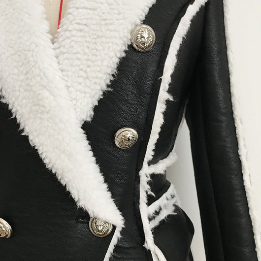 Chaqueta de Cuero Doble Botonadura Slim Fit con Detalles de Piel - Image 13