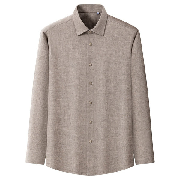 Camisa Manga Larga Gruesa de Color Sólido para Hombre