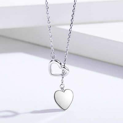 Collar Doble Corazón en Plata Esterlina - Image 9