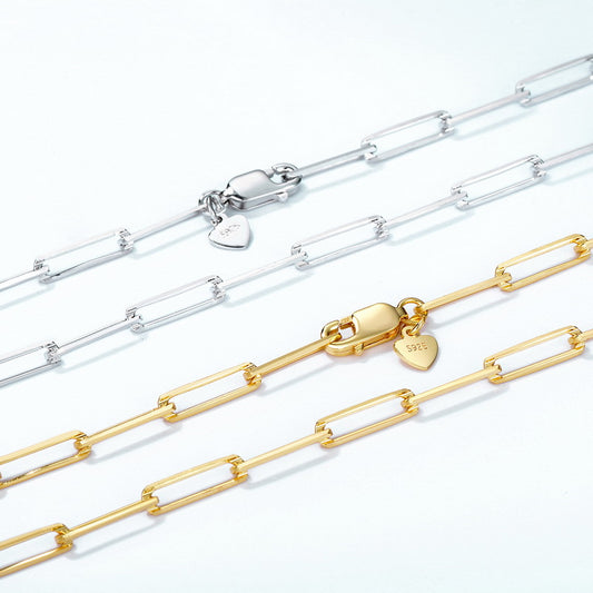 Collar Largo Geométrico Elipse en Plata 925 - Diseño Minimalista y Elegante