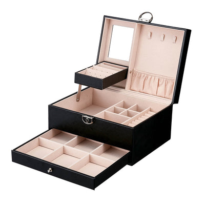 Caja Joyero de Cuero PU con Bordados y Gran Capacidad - Image 10