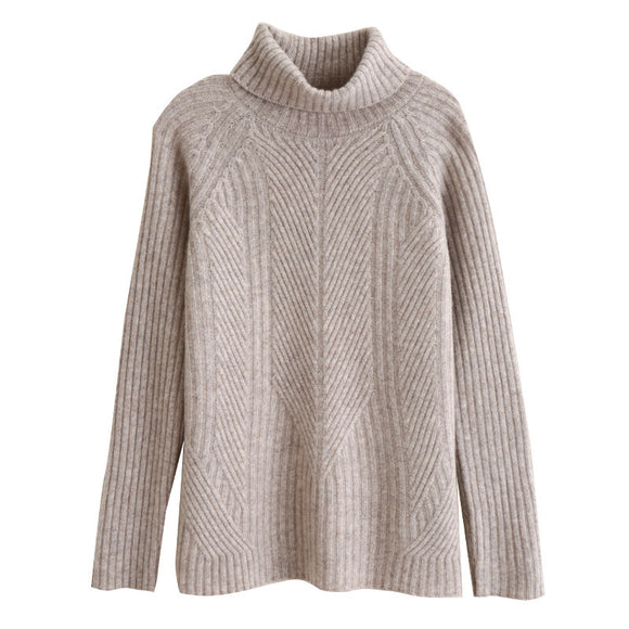 Suéter de Cuello Alto en Lana para Mujer - Pullover Tejido de Manga Larga