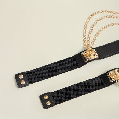Cinturón Elástico Ancho con Remaches Punk Gold para Mujer - Image 22