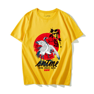 Camiseta suelta estampada con diseño de olas para hombre - Image 8