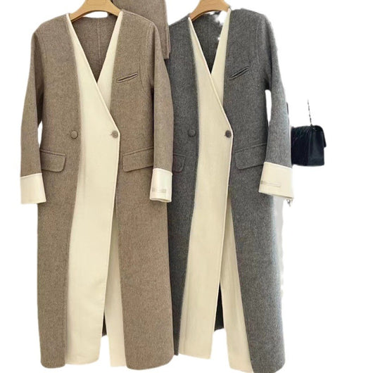 Abrigo Reversible de Lana con Cuello V - Chaqueta Doble Cara Premium - Image 5
