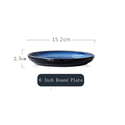 Plato de Cerámica Artesanal Azul Estrella con Esmalte Variable Horno Japonés - Image 9