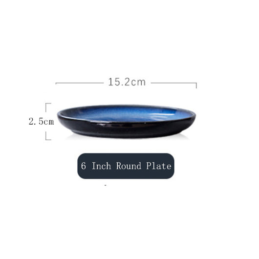 Plato de Cerámica Artesanal Azul Estrella con Esmalte Variable Horno Japonés - Image 9