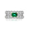 Anillo de Plata Esterlina S925 con Esmeralda Doble Fila - Joyería al Por Mayor