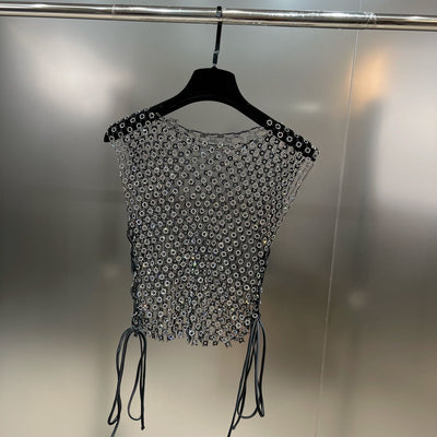 Chaleco Transparente de Malla sin Mangas Cuello Redondo - Image 13