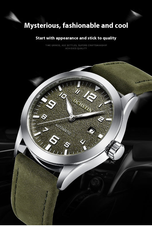 Reloj Mecánico Automático Retro Cuero Genuino Estilo Ejecutivo - Image 11