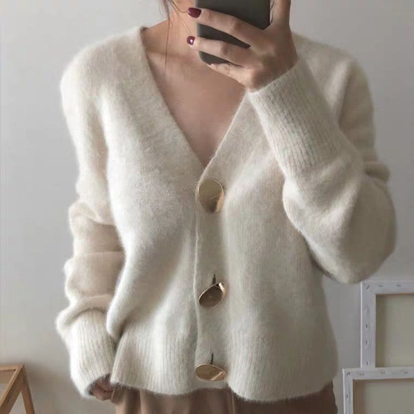 Cardigan Acolchado Cuello V Minimalista y Cómodo