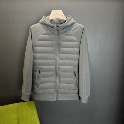 Chaqueta Acolchada con Capucha Patchwork Minimalista Ultraligera para Hombre - Image 7
