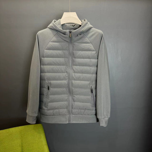 Chaqueta Acolchada con Capucha Patchwork Minimalista Ultraligera para Hombre - Image 7