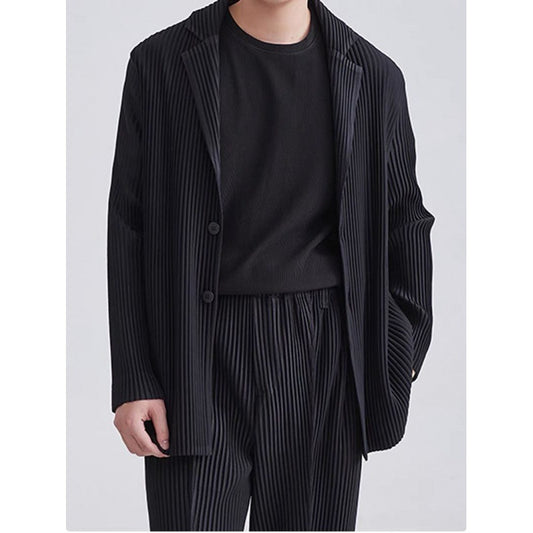 Blazer Plisado de Manga Larga para Hombre Sanzhai - Image 2